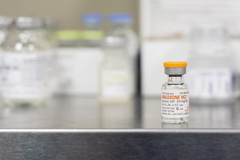 Vial of Naloxone drug which is used for opiate drug overdose