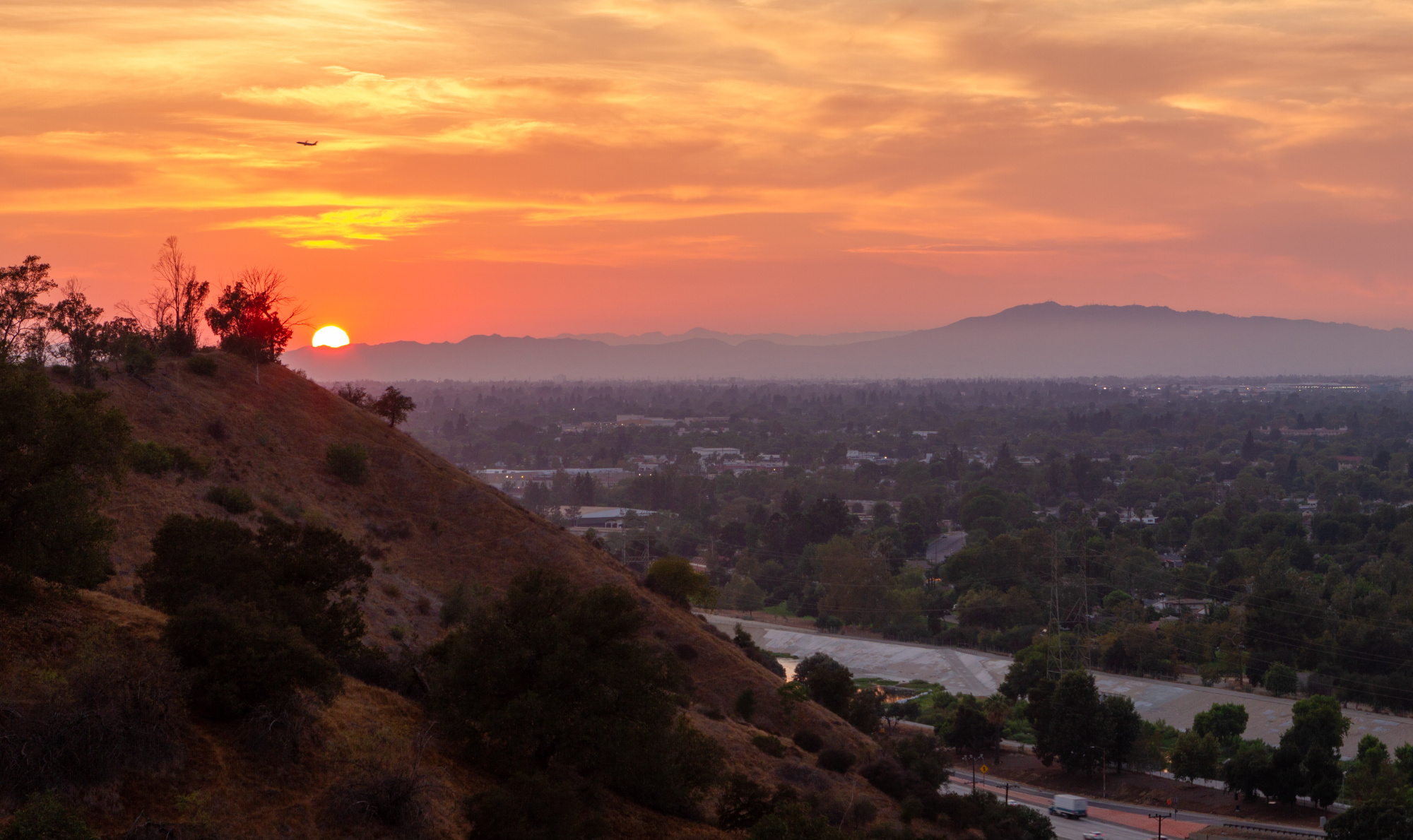 sunset over the city of Burbank