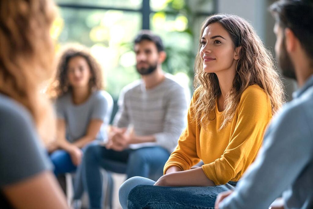 People in support group