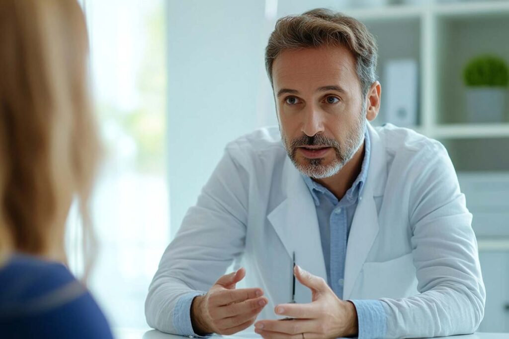 Doctor speaking to patient
