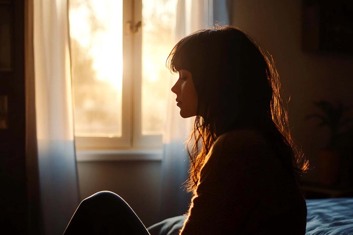 A woman sitting alone considering detox in Orange County