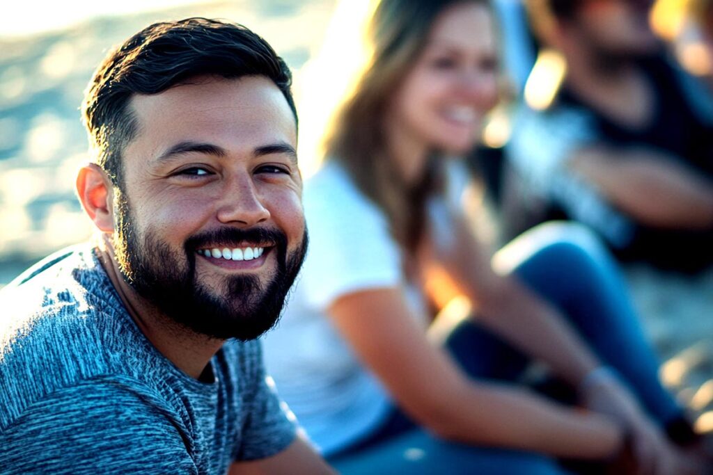 A smiling man grateful for the simple admissions process at Ocean Ridge Treatment and Recovery