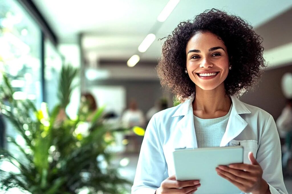 A mental health professional explaining employee assistance programs for employers