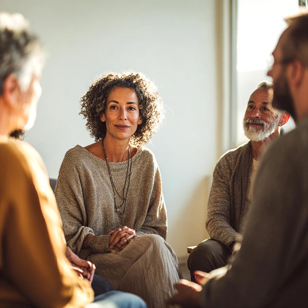 A wise counselor discussing alcohol rehab in Orange County California in a support group