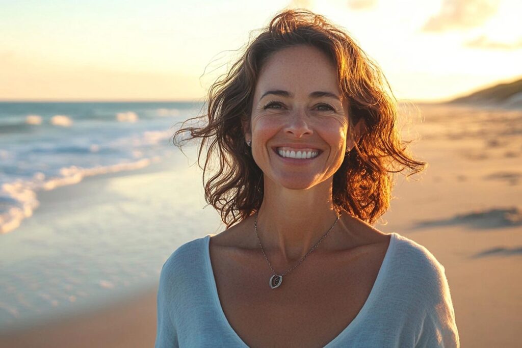 Smiling woman on the beach