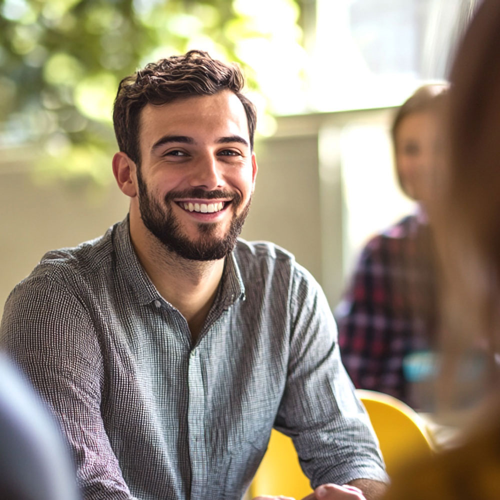 man in group therapy