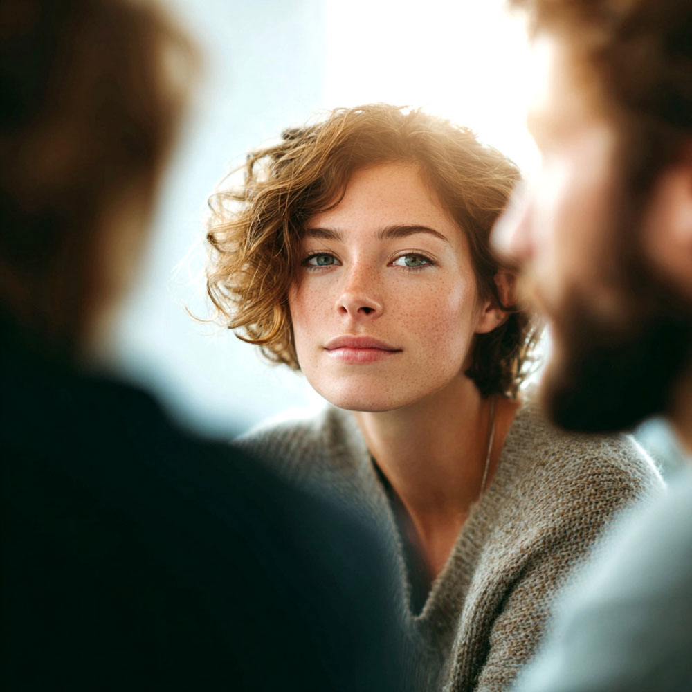 Woman in group therapy