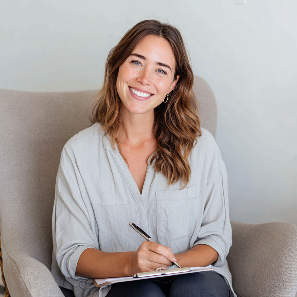 Therapist sitting and taking notes