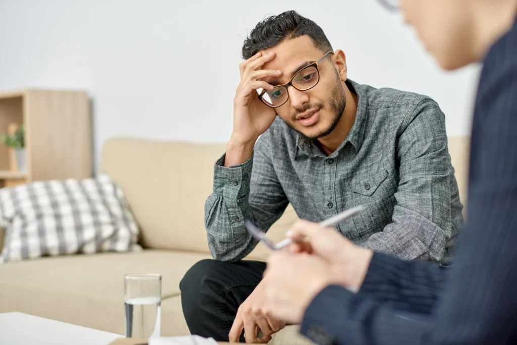 EchoStar employee speaking with an addiction treatment professional.